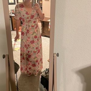 Floral maxi wrap dress